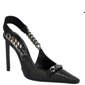 Tom Ford python slingback chain black pumps 39 9